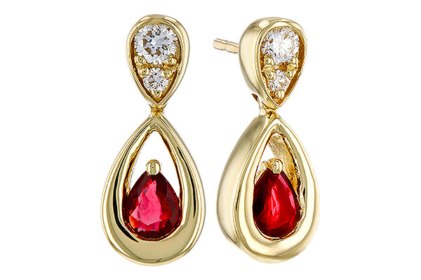 E275-11948: EARRINGS .40 RUBY .52 TGW (4x3 RUBY)