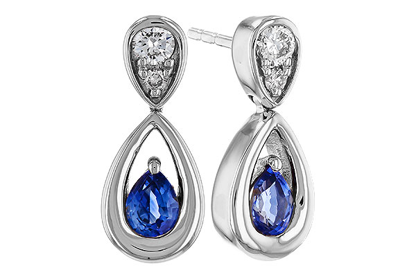 L275-11948: EARRINGS .42 SAPPHIRE .54 TGW (4x3 SAPP)